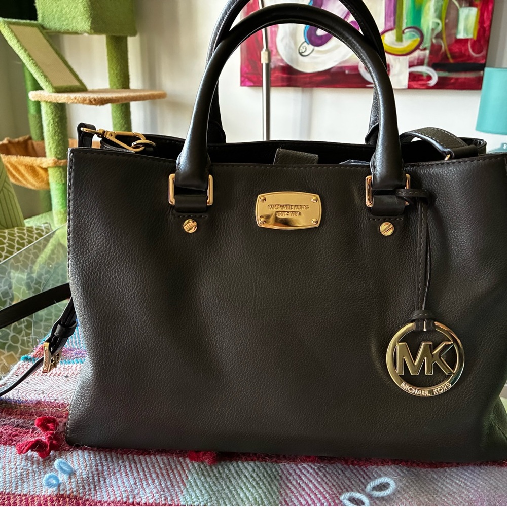 Michael Kors Green olive Satchel with Gold Accents